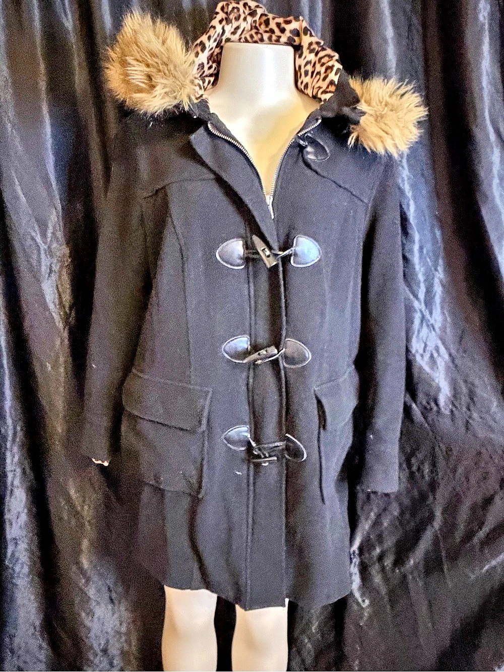 Torrid Black Faux Fur Hood Coat Size 0 Like New